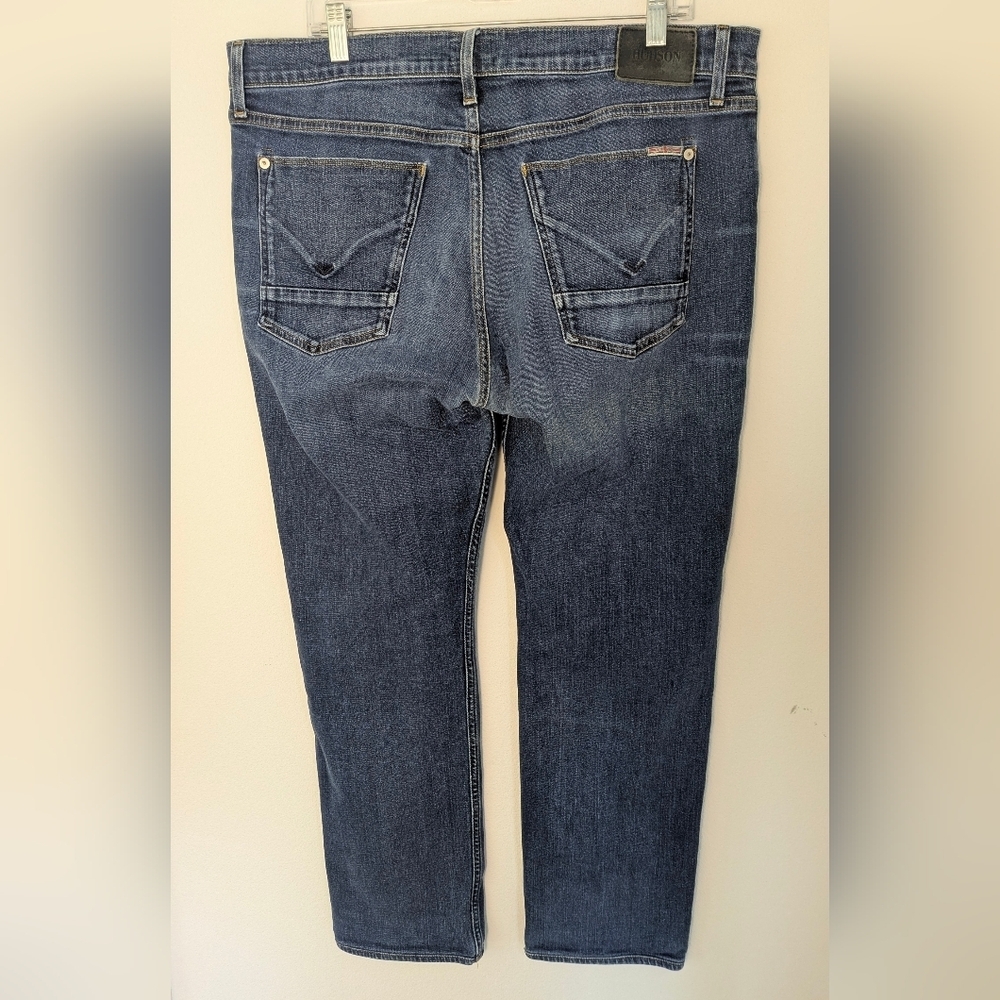 Hudson Men's Bryon 5 pocket straight jeans button fly Sz 36" Color Blue MSL EUC
